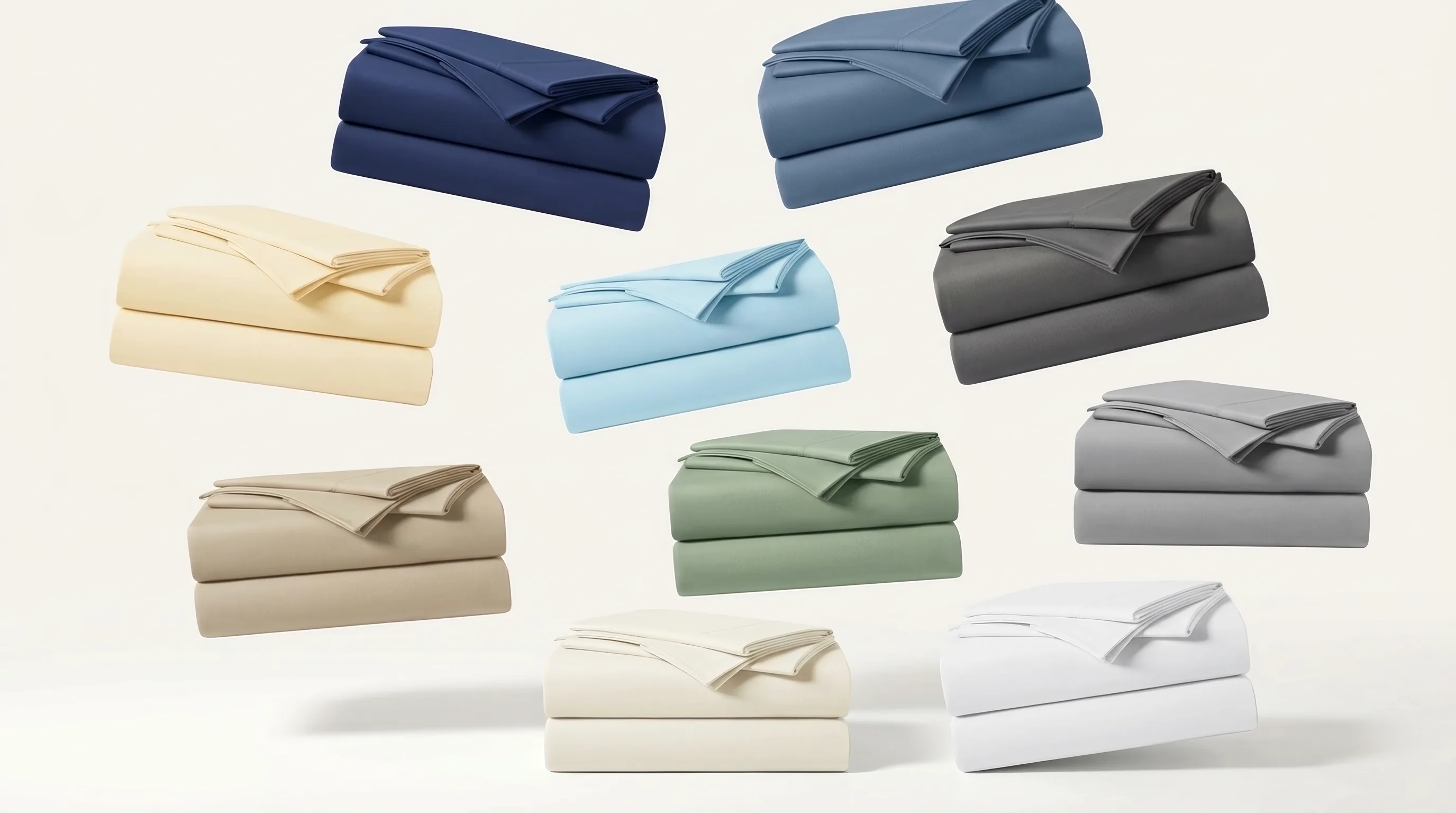 Folded bed sheet sets in multiple colors — Royal Mills private label collection